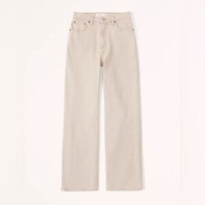 Abercrombie & Fitch Oat high Rise 90s relaxed Cream Straight Leg Jeans